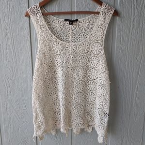 Fever XL White Crochet Tank Blouse